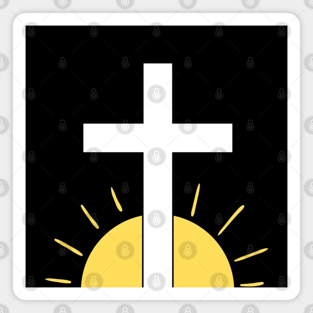 White Christian Cross In Sunrise Magnet by DAHLIATTE